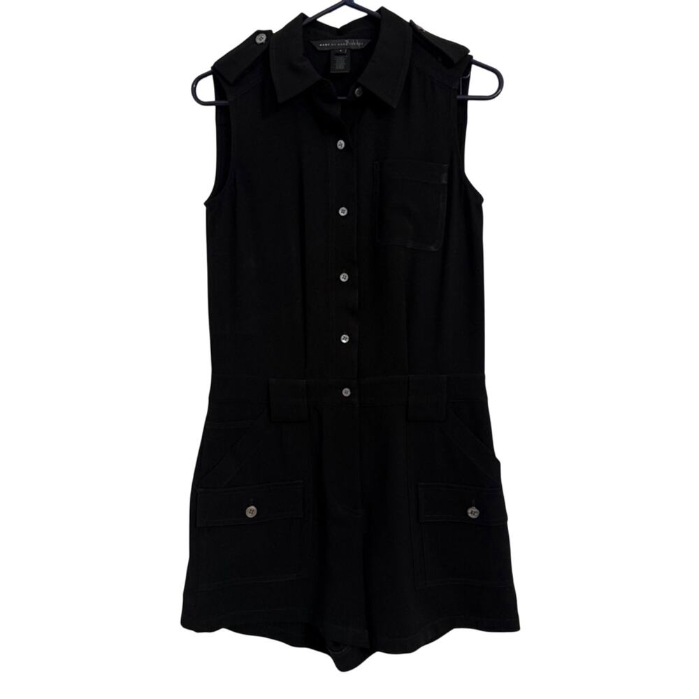 Marc Jacobs Women's 2 Whimsigoth Military Utility Sleeveless Shorts Black Romper
